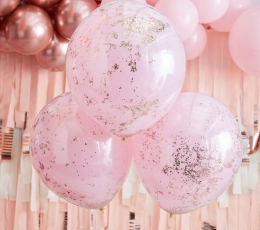 Õhupallid roosad, roosakas kuldsete konfetidega 1