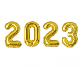  Õhupallide komplekt "2023", kuldne (4 tk / 35 cm)