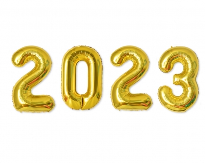  Õhupallide komplekt "2023", kuldne (4 tk / 35 cm)