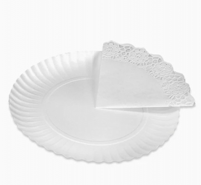 Padėklas užkandžiams su servetėle, baltas (30 cm)