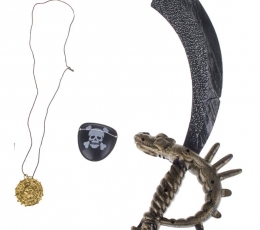 Piraatide komplekt (mõõk, silmaklapp, medaljon)