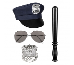 Policininko rinkinys (kepurė, akiniai, ženklelis, lazda)