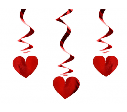 Riputatav dekoratsioon "Punased südamed" (3 tk.)
