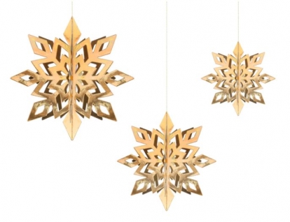 Riputatavad kaunistused "Kuldsed lumehelbed" (6 tk./15-25 cm)