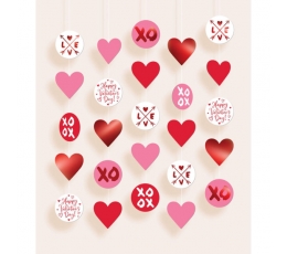 Riputatavad kaunistused " Valentine's XoXo" (5 tk.)