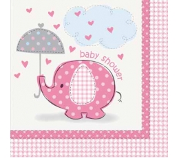 Salvrätikud "Baby Shower elevant", roosa (16 tk.)