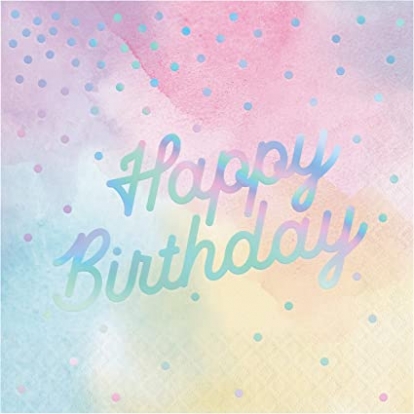  Salvrätikud "Happy birthday", pastelsed (16 tk.)
