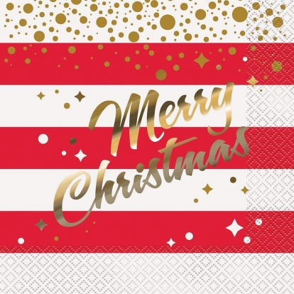 Salvrätikud "Merry Christmas", punased kuldsega (16 tk.)