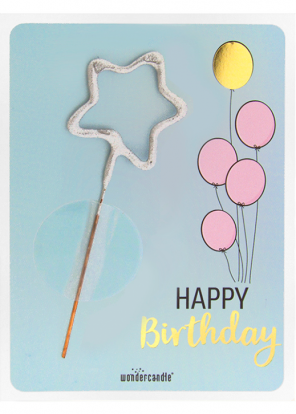 Säraküünal kaardiga "Happy Birthday Balloons" (11x8 cm)