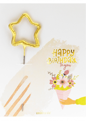 Säraküünal kaardiga "Happy Birthday Bouquet" (11x8 cm)