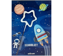 Säraküünal kaardiga  "Space hooray!" (11x8 cm) 