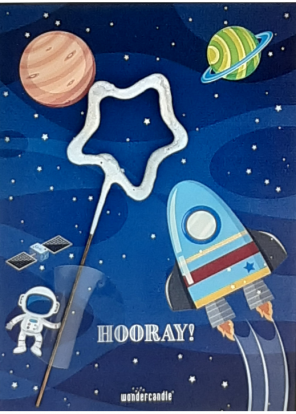 Säraküünal kaardiga  "Space hooray!" (11x8 cm) 