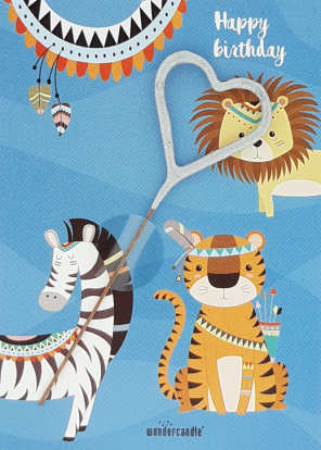 Säraküünal kaardiga "Wild animals" (11x8 cm)  