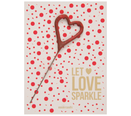 Säraküünal-süda kaardiga "Let love sparkle" (11x8 cm)
