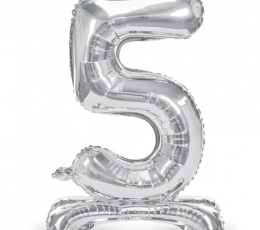 Seisev õhupall „5“, hõbedane (70 cm)