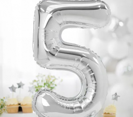 Seisev õhupall „5“, hõbedane (70 cm) 1