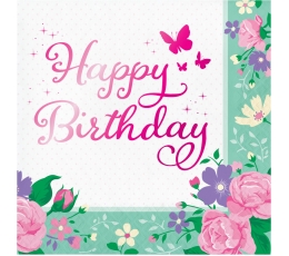 Salvrätikud "Lillehaldjas, Happy Birthday" (16 tk)
