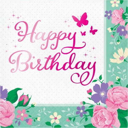 Salvrätikud "Lillehaldjas, Happy Birthday" (16 tk)