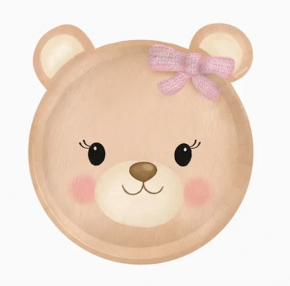 Taldrikud „Roosa mõmmi“ (6 tk/20x22 cm)