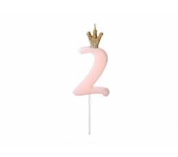 Tikk/küünal "2", roosa krooniga