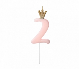 Tikk/küünal "2", roosa krooniga