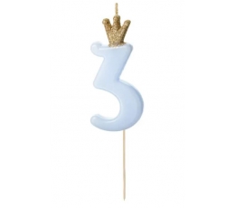 Tikk/küünal "3", helesinine krooniga