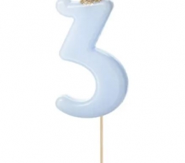 Tikk/küünal "3", helesinine krooniga
