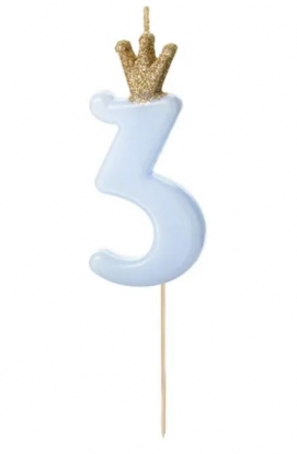 Tikk/küünal "3", helesinine krooniga