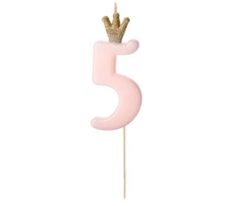 Tikk/küünal "5", roosa krooniga