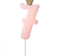 Tikk/küünal "7", roosa krooniga