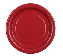 Tumepunased pabertaldrikud (6 tk / 18 cm)