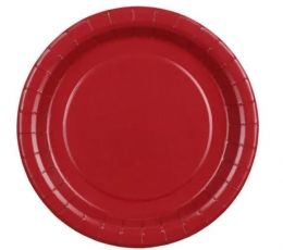 Tumepunased pabertaldrikud (6 tk / 18 cm)