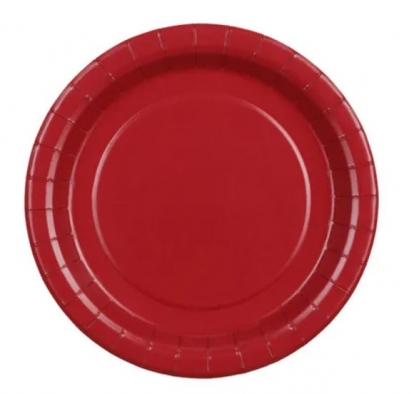 Tumepunased pabertaldrikud (6 tk / 18 cm)