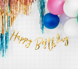 Vanik  "Happy Birthday", kuldne (16x62 cm) 1