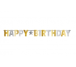 Vanik "Happy Birthday", kuldne/hõbedne (3,2 m)
