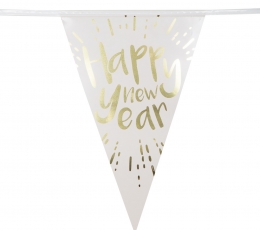 Vanik "Happy New Year", valge -kuldne (4 m) 1