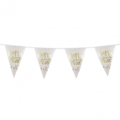 Vanik "Happy New Year", valge -kuldne (4 m)
