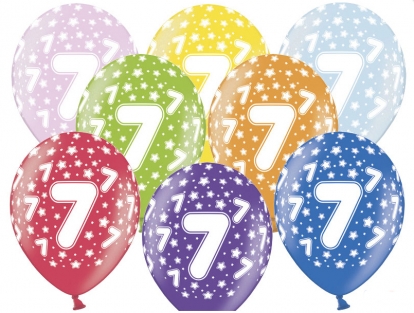  Värvilised õhupallid "7" (6 tk / 30 cm)