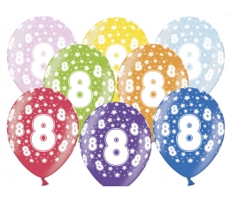 Värvilised õhupallid "8" (6 tk / 30 cm)
