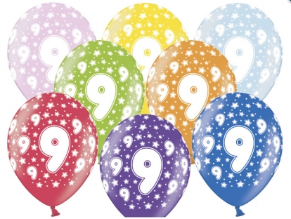Värvilised õhupallid "9" (6 tk / 30 cm