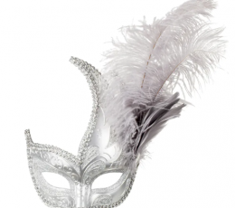  Veneetsia mask, hõbedane sulgedega