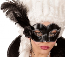 Veneetsia mask sulgede ja roosiga, must. 1