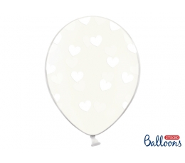 Õhupall, läbipaistev - valgete südametega (30 cm)