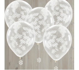 Õhupallid, läbipaistvad lumehelbekese konfettidega (5 tk./30 cm)