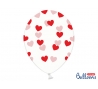 Õhupallid, läbipaistvad punaste südame konfettidega (6 tk./30 cm)