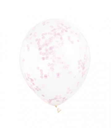 Õhupallid, läbipaistvad roosade konfettidega (6 tk./30 cm)