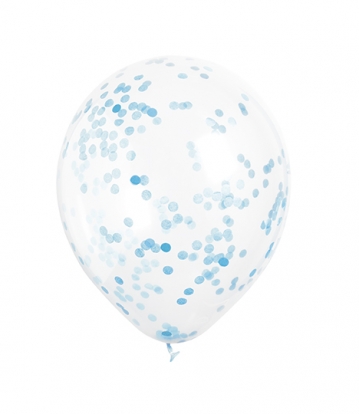 Õhupallid, läbipaistvad siniste konfettidega (6 tk./30 cm)