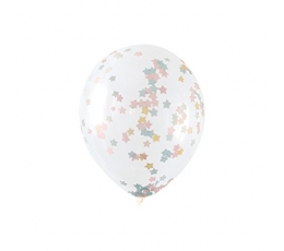Õhupallid, läbipaistvad tähekese kujuliste konfettidega (5 tk./30 cm)