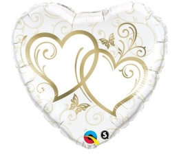 Kuldsete südametega fooliumist õhupall (46 cm)