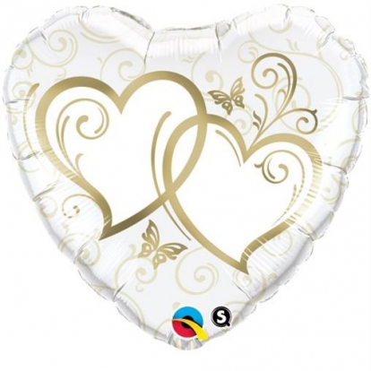 Kuldsete südametega fooliumist õhupall (46 cm)